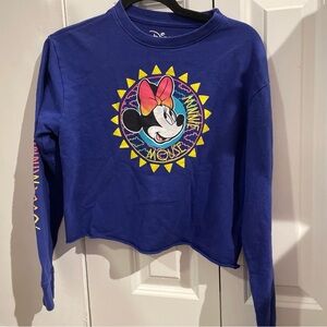 Disney Blue Minnie Mouse Cropped Style Sweatshirt